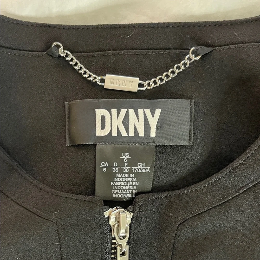 DKNY Women's Black Zip Blazer with Silver Hardware